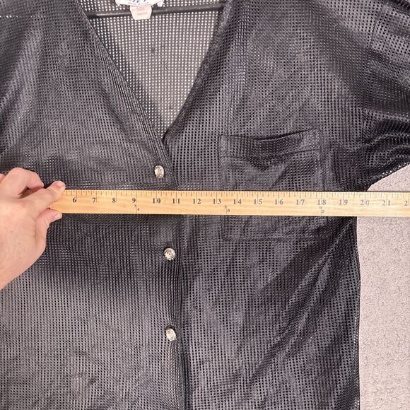 Vintage Cover Zone Men’s Size M‎ Black Mesh Button Down Short Sleeve Rave Club - Picture 7 of 10